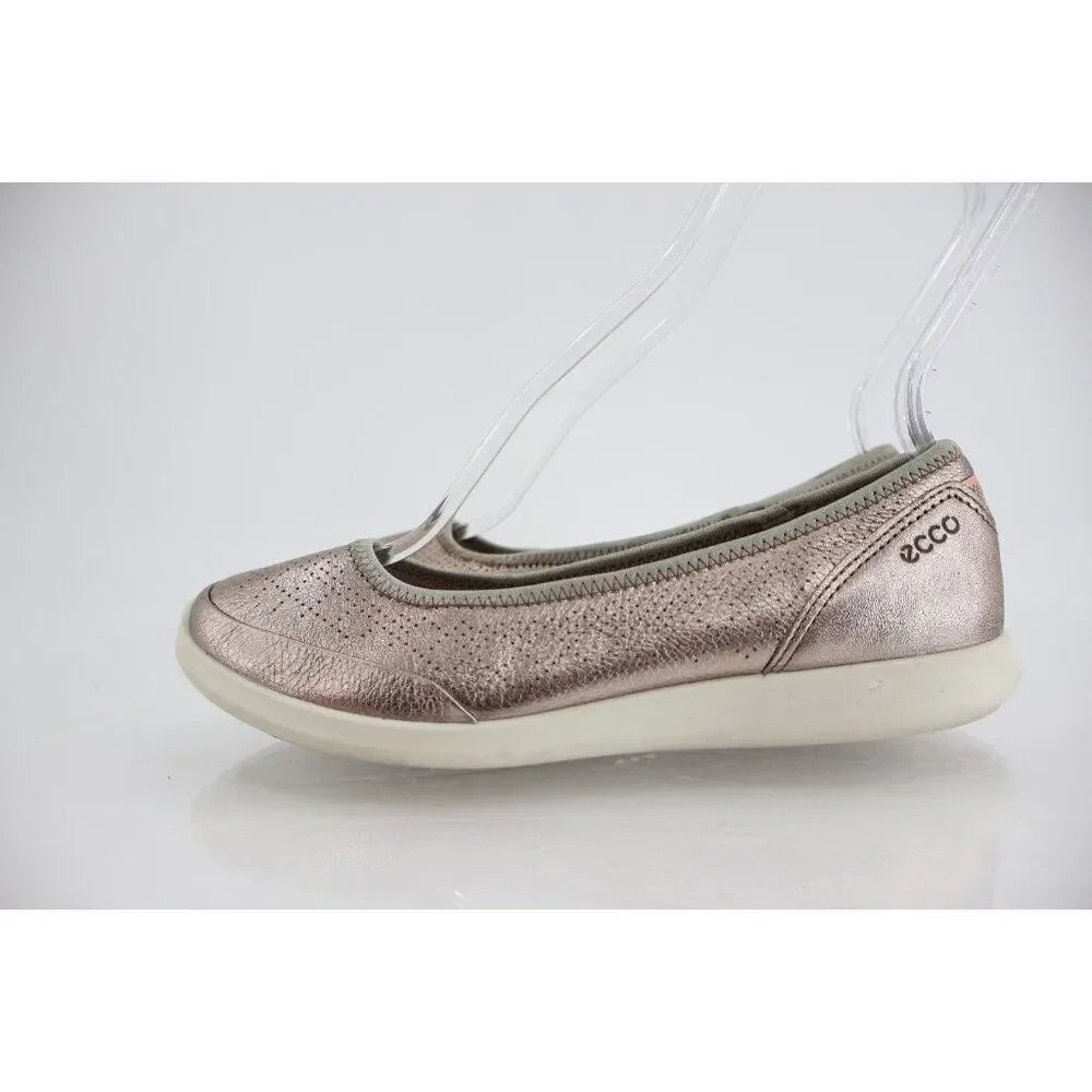 Ecco Sense Flat Women's 5 Rose Metallic Leather Slip On Flats Loafers Comfy